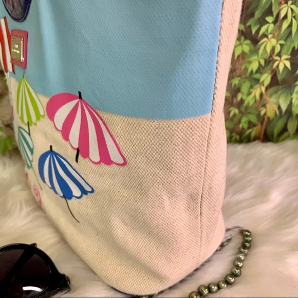 LULU GUINNESS Canvas Beach Scene Ring Bag